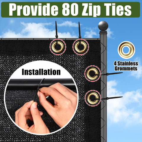 BADAO installation grommets on 4x50 privacy screen for easy setup