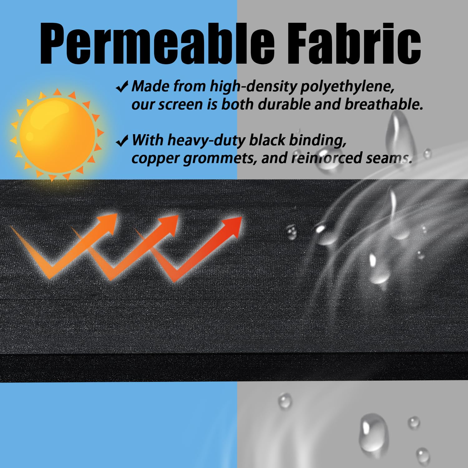 BADAO breathable polyethylene fabric ensures privacy with airflow.