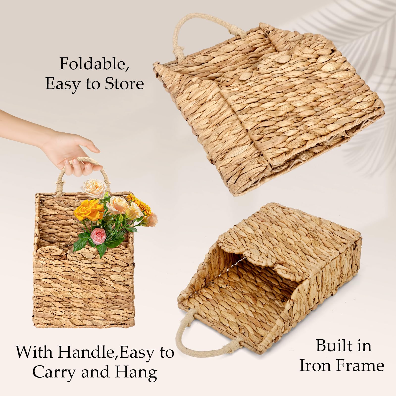 Badashun handwoven water hyacinth basket showcases natural texture and durability.