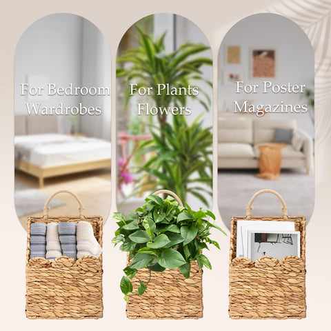 Badashun rustic storage basket complements farmhouse spaces while hanging on walls.