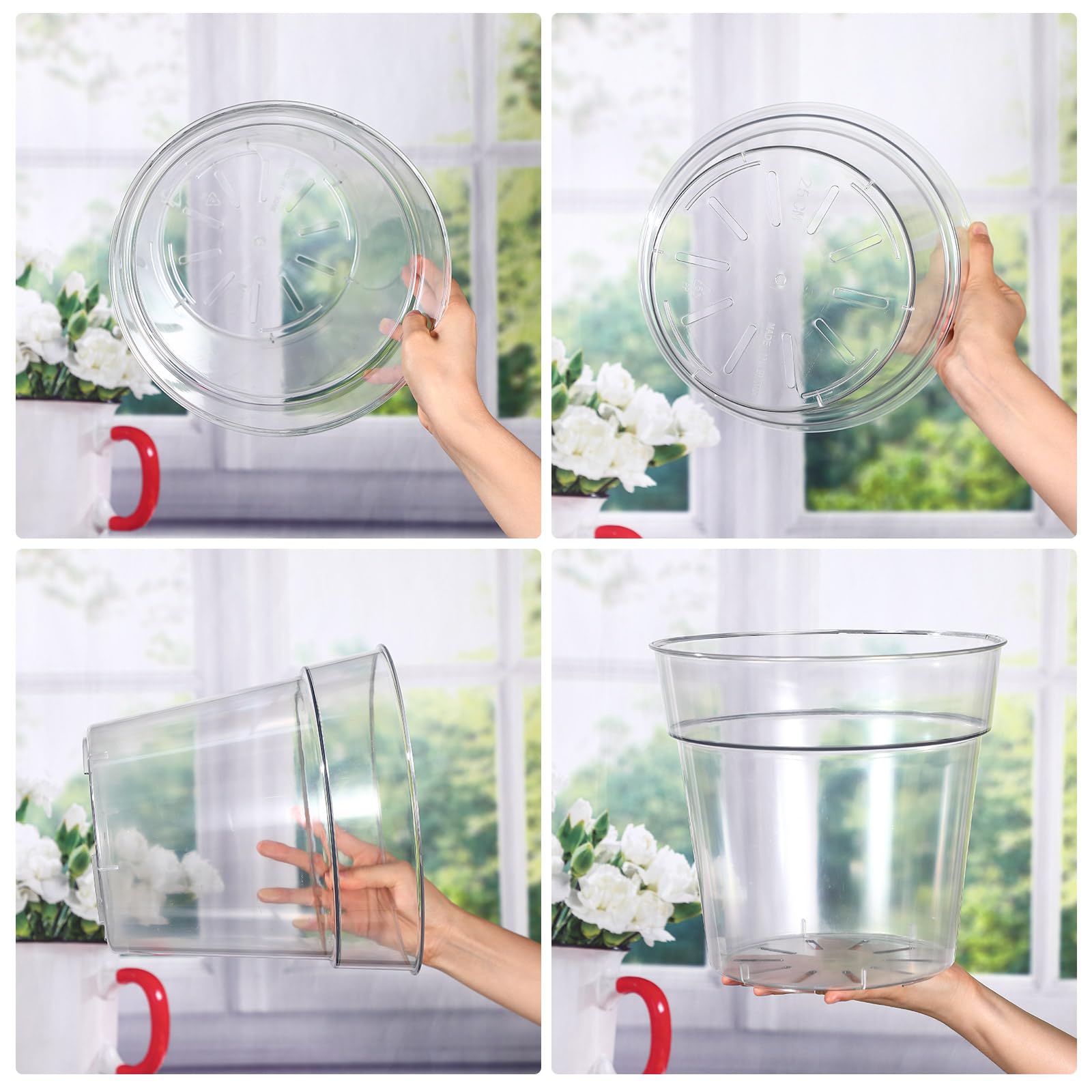 Baderke 3-pack clear nursery pots suit orchids, violets, and succulents.