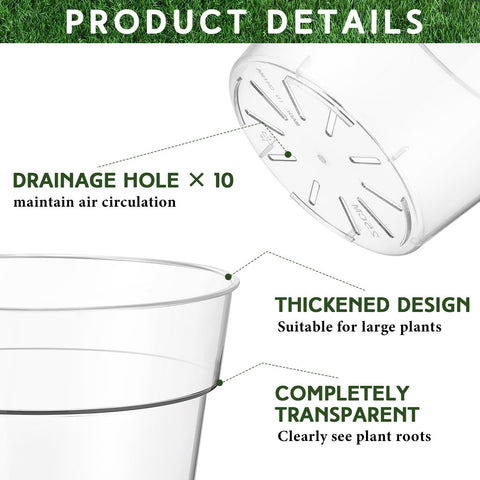 Baderke 3-pack clear orchid pot bottom holes ensure drainage.