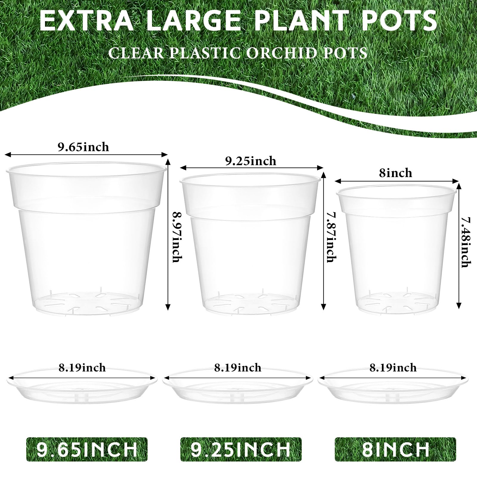 Baderke clear nursery pot 9-25 inch with drain holes supports healthy root development