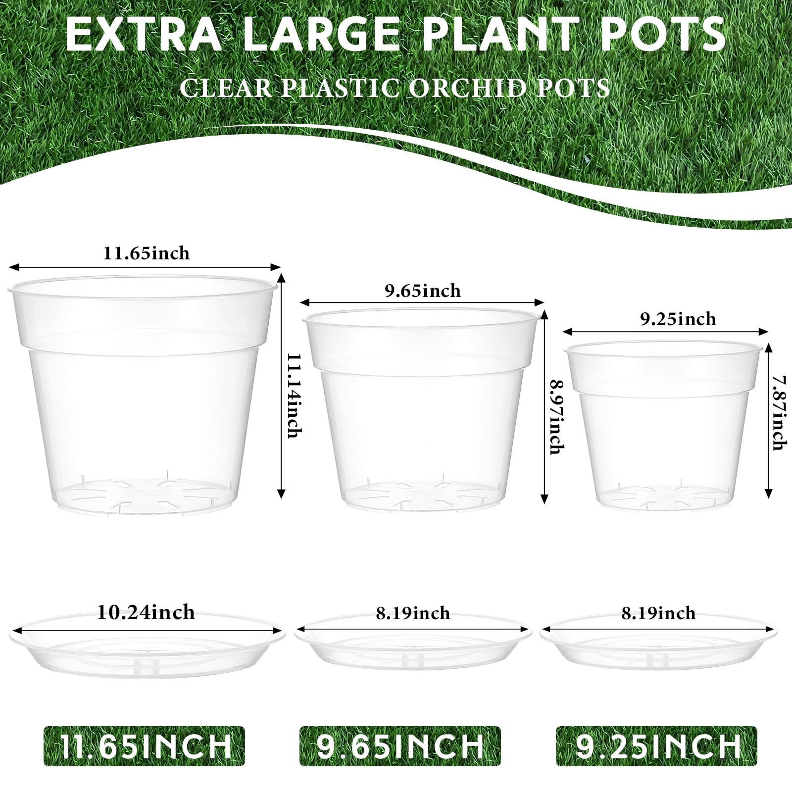 Baderke clear nursery pot 9.65-inch with tray for visible root growth.