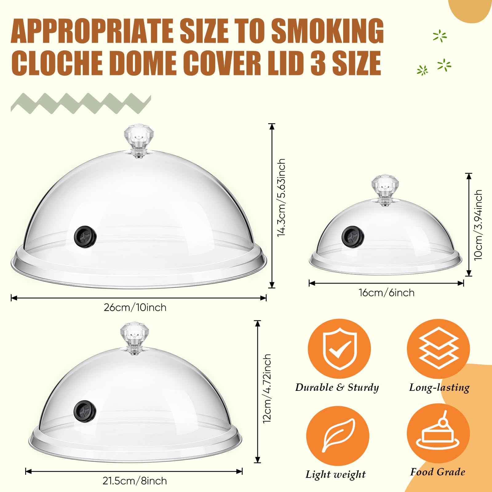 Baderke smoke dome 8 inch clear enhances presentation while sealing flavors