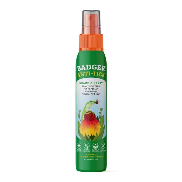 Badger Tick Spray 6 hours coverage on skin for effective protection.