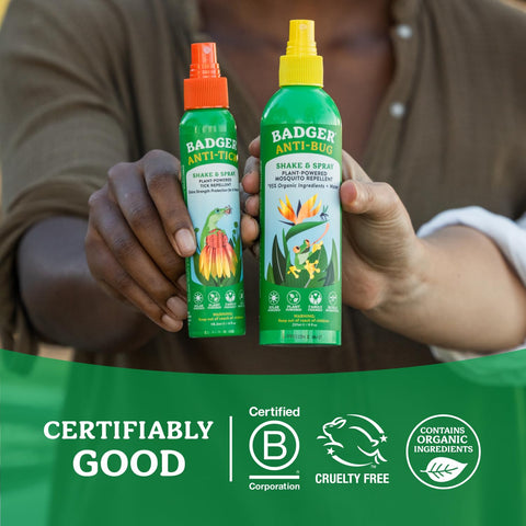 Badger Tick Spray easy-pump application for quick on-the-go use.