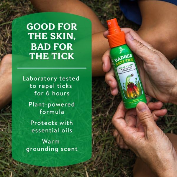 Badger Tick Spray skin application shows quick, non-greasy protection.