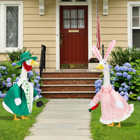 Bafeil Easter bunny girl costume on a goose enhances spring décor
