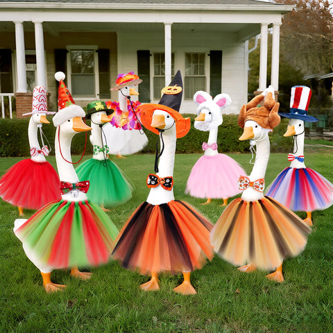 Bafeil goose outfits Valentine look on goose statue for festive charm