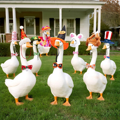 Bafeil Halloween goose outfit with hat and bow tie for spooky charm.