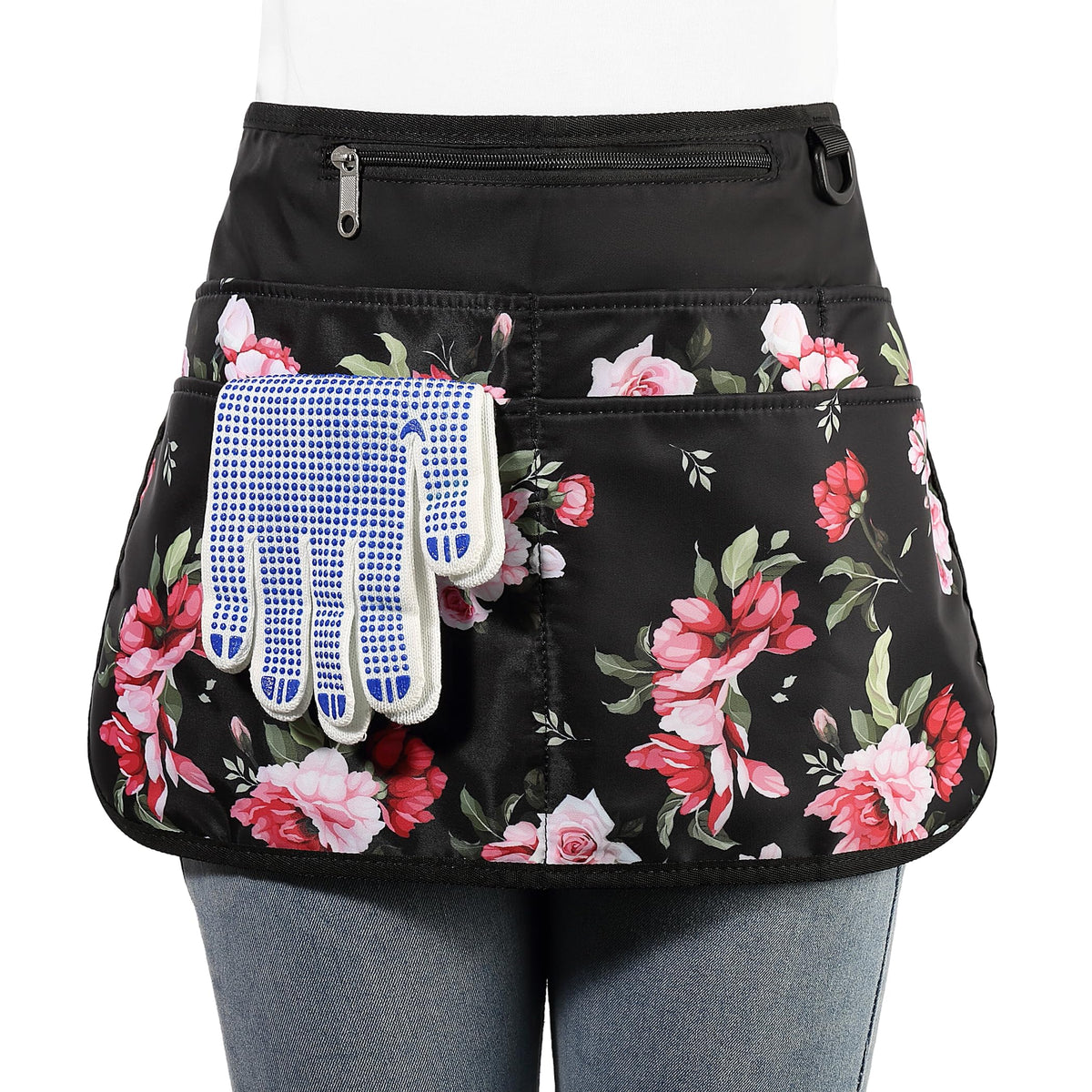 Bafelia garden apron for women with six pockets keeps essentials organized.
