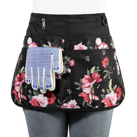 Bafelia garden apron for women with six pockets keeps essentials organized.