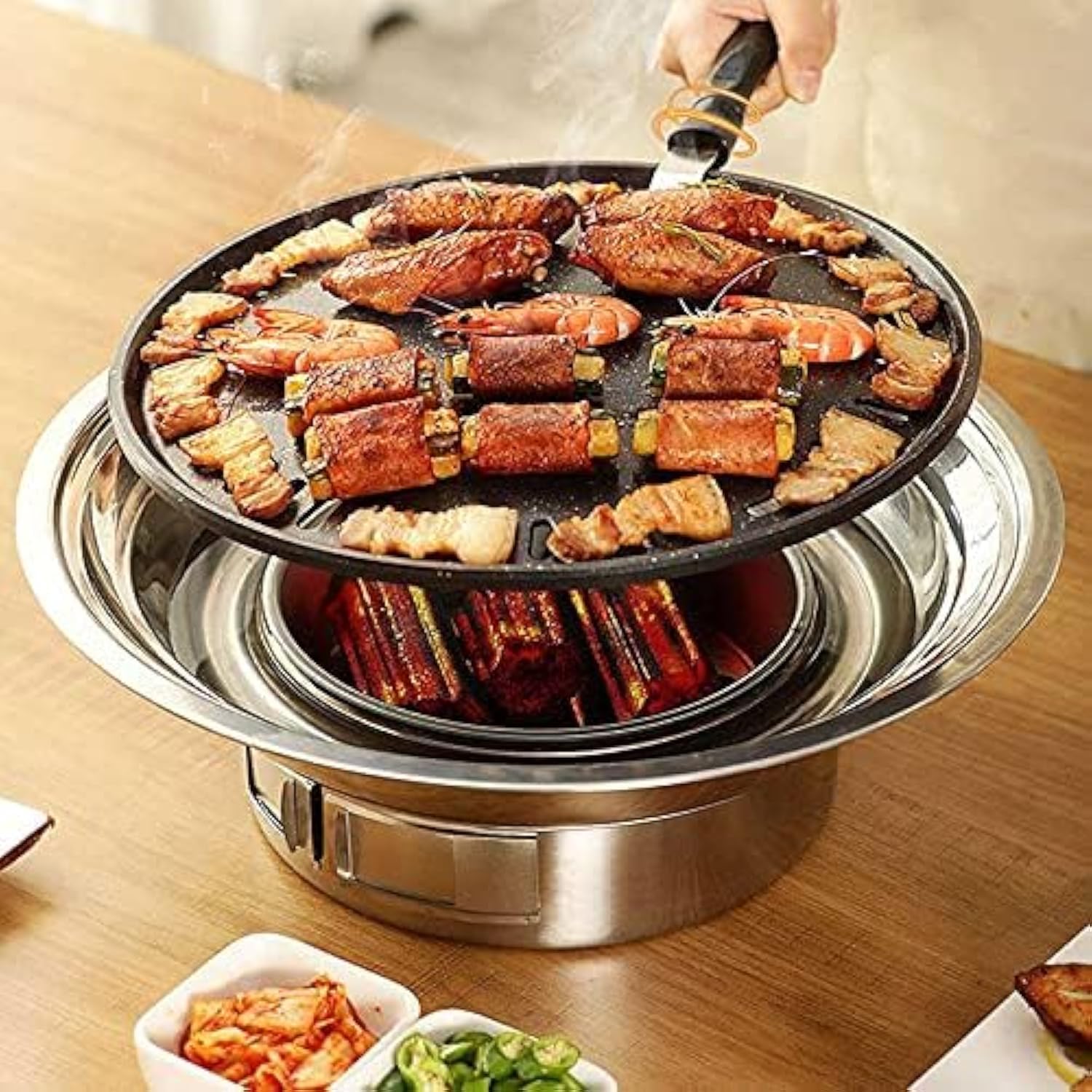 Baffect BBQ charcoal grill assembly showing quick setup for grilling