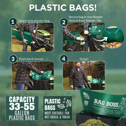 Bag Boss easily removes paper bags with the built-in assist.