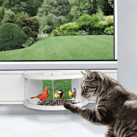 BAIAPEY Window Bird Feeder measurement guide shows 27-35 inch fit