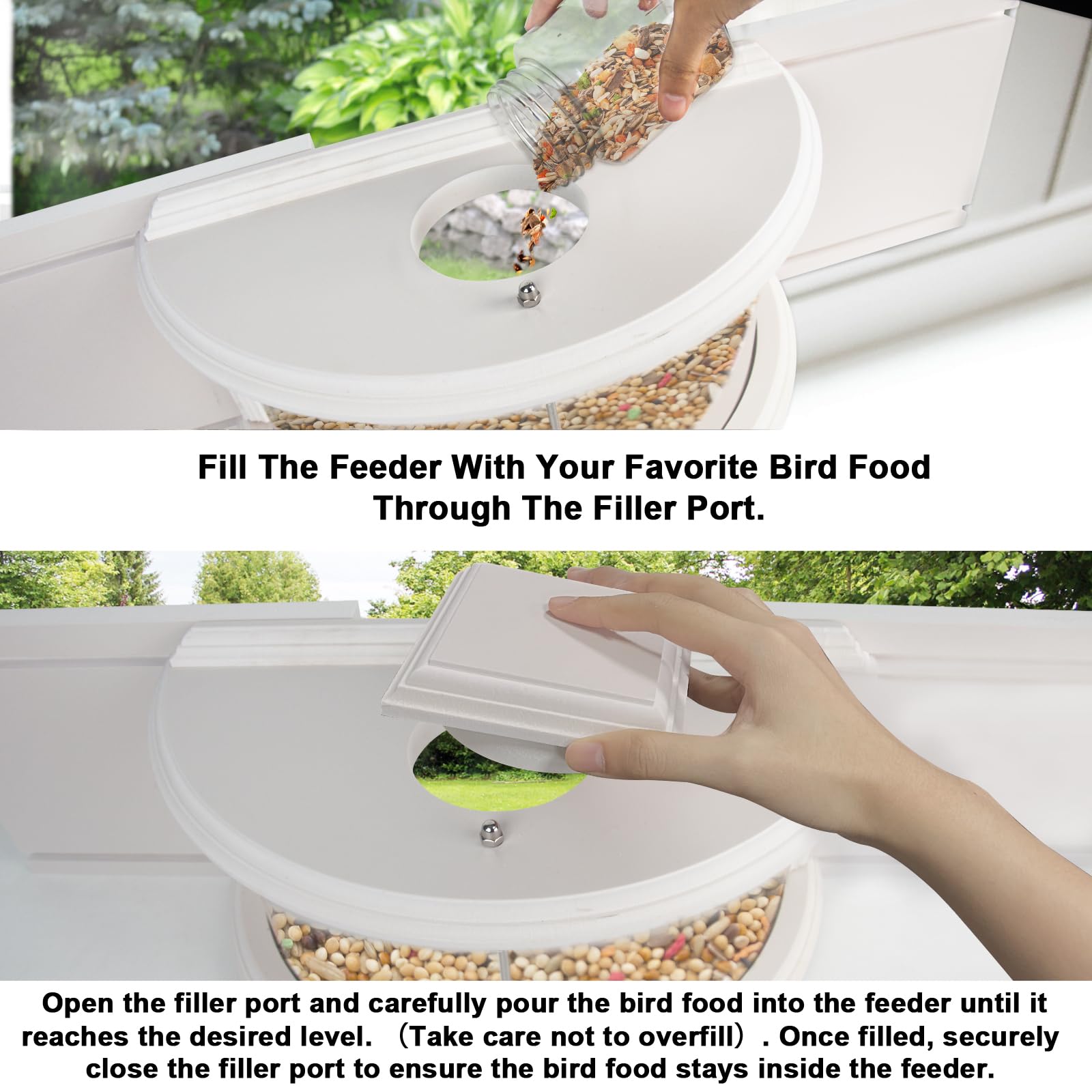 BAIAPEY Window Bird Feeder side angle shows 180-degree viewing