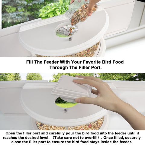 BAIAPEY Window Bird Feeder side angle shows 180-degree viewing