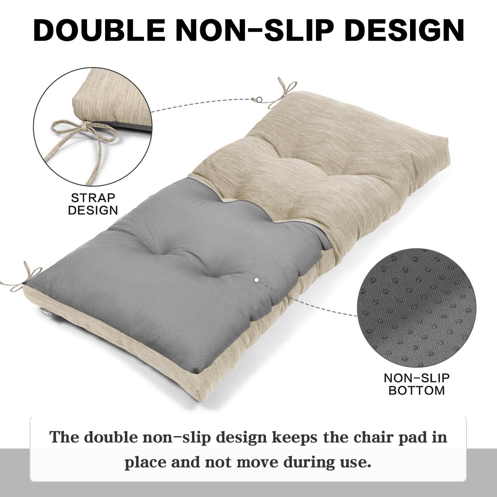 Baibu bench cushion beige fabric texture showcases durable, easy-care material.