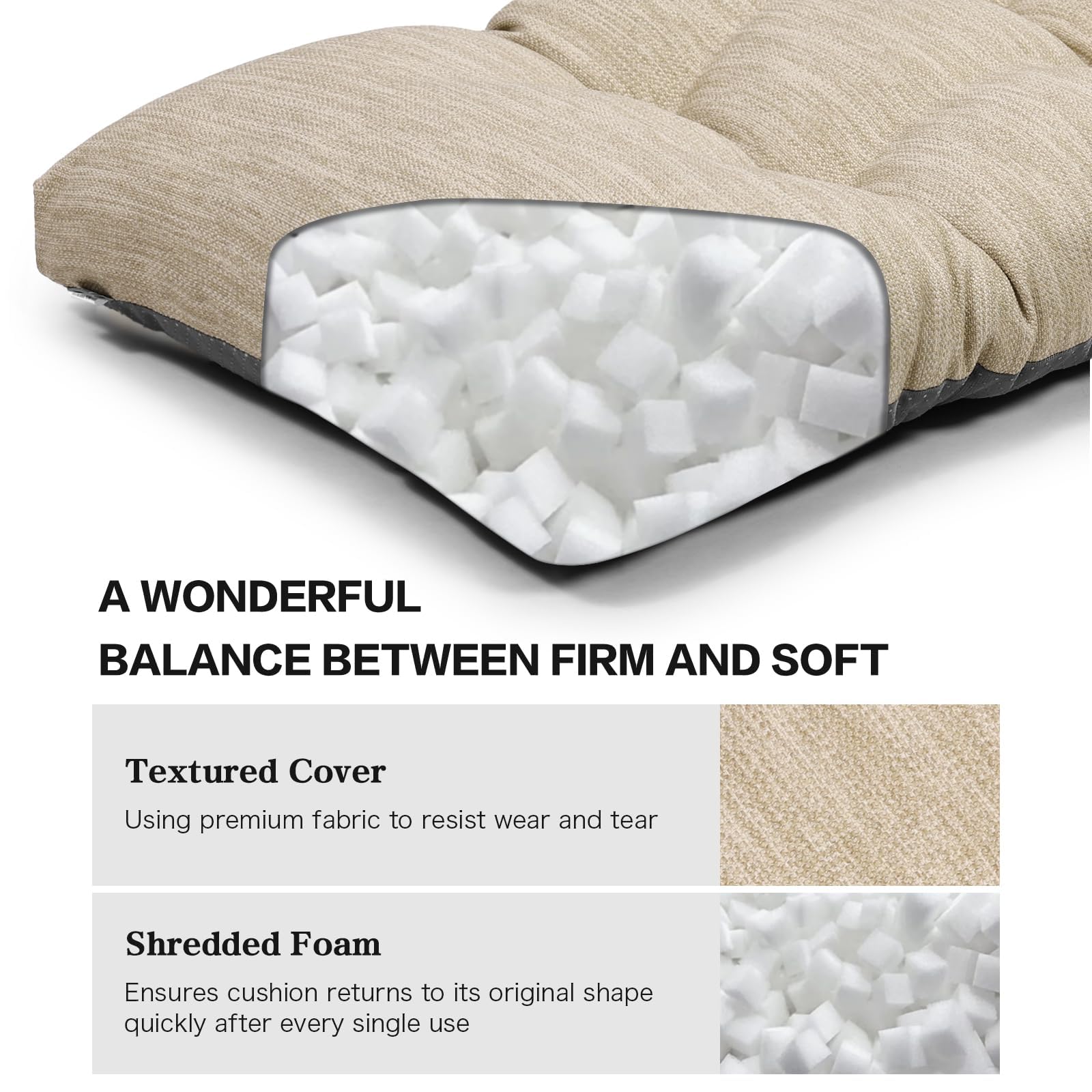 Baibu bench cushion beige machine-washable design simplifies cleaning after use.