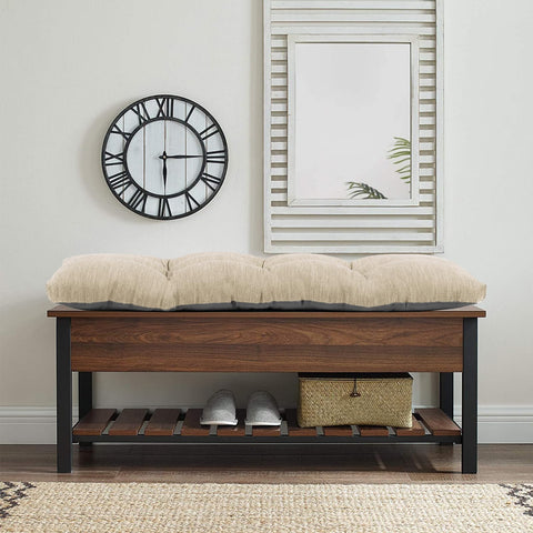 Baibu bench cushion beige side-strap ensures secure bench attachment.