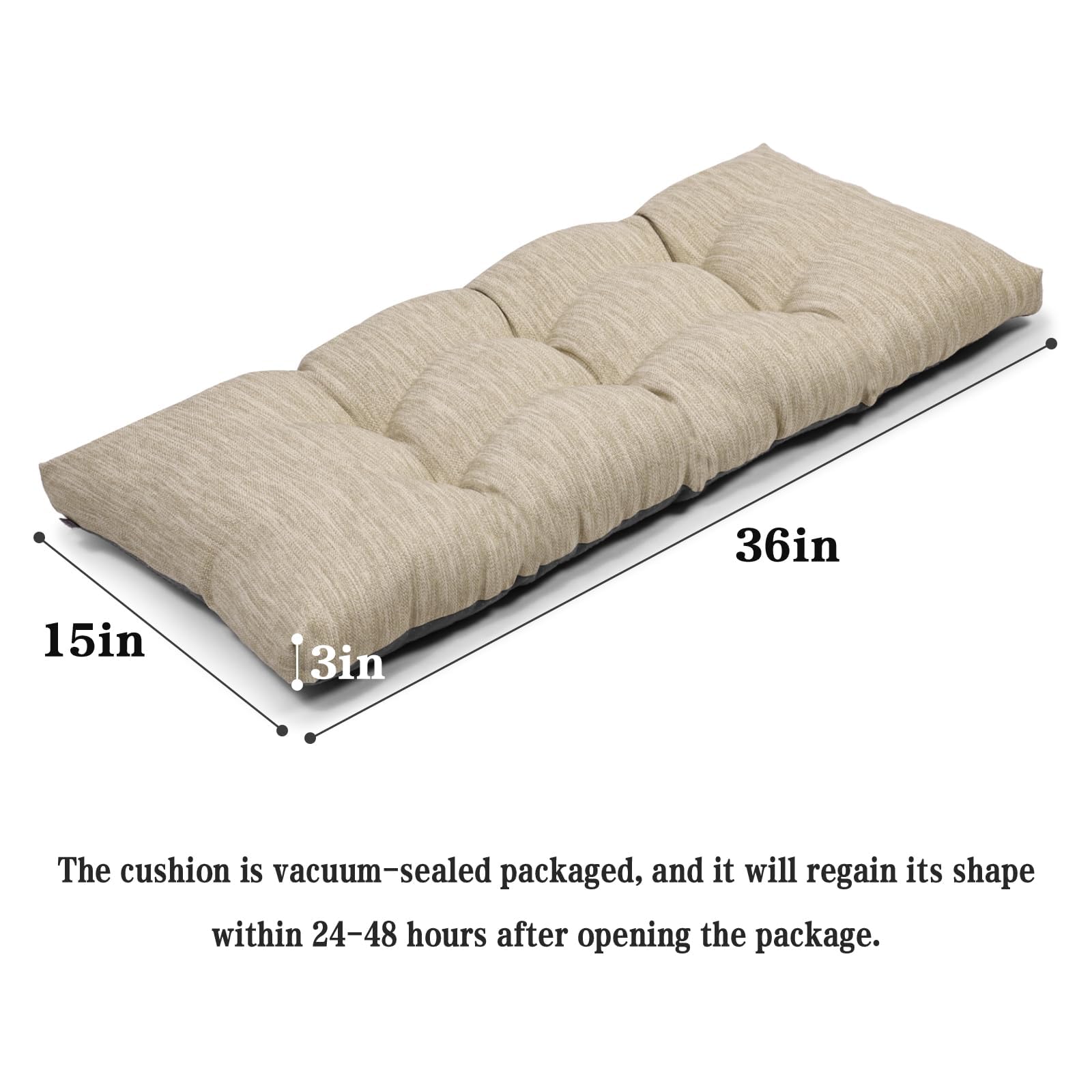 Baibu classic bench pad with ties to keep cushion fixed on wooden benches.