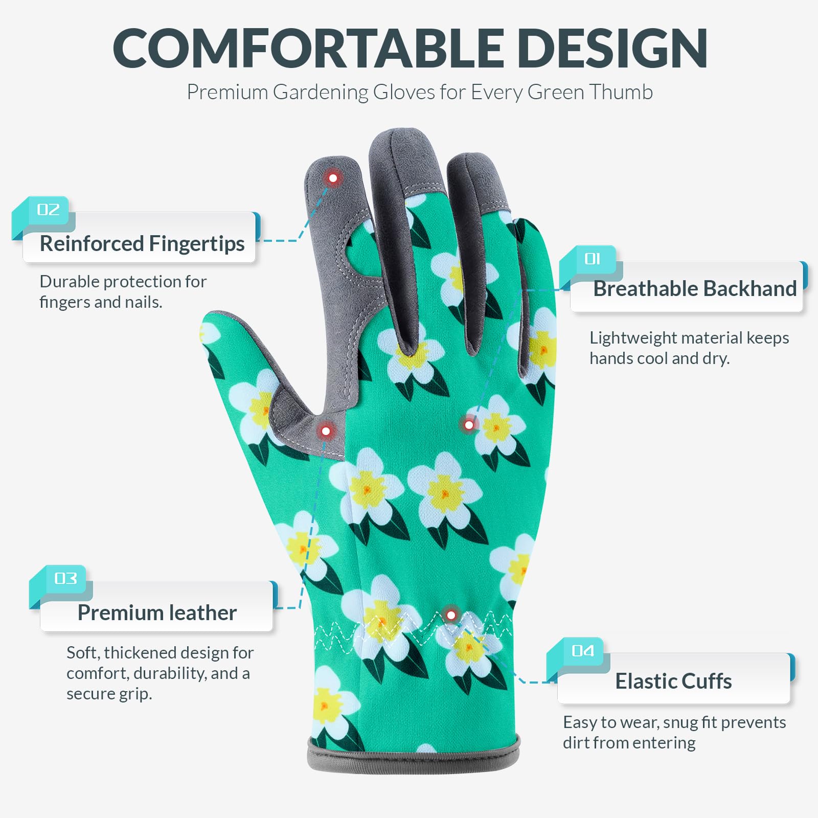 Baidast elastic-wrist design ensures a secure fit and keeps dirt out.