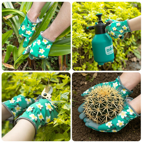 Baidast floral-pattern gloves add style during garden work.