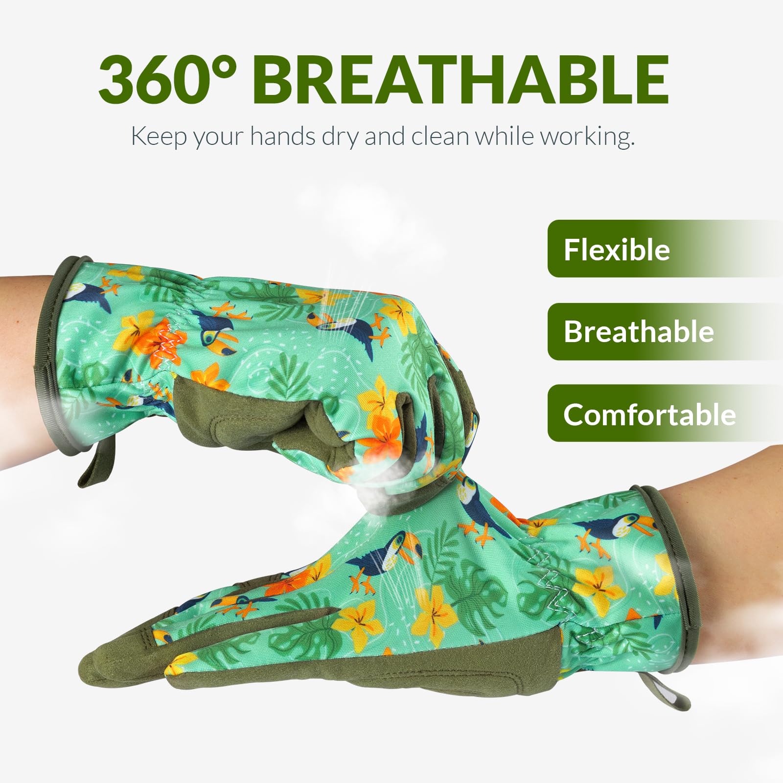 Baidast gloves showing anti-slip palm for secure tool control during planting