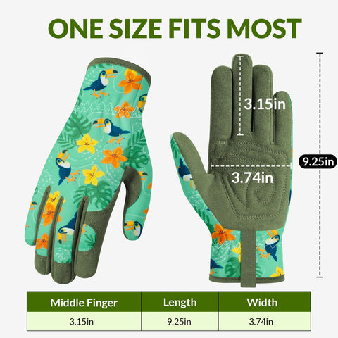 Baidast gloves displaying floral pattern on the back for style