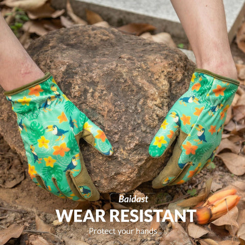 Baidast gloves protecting hands while digging and pruning thorny branches