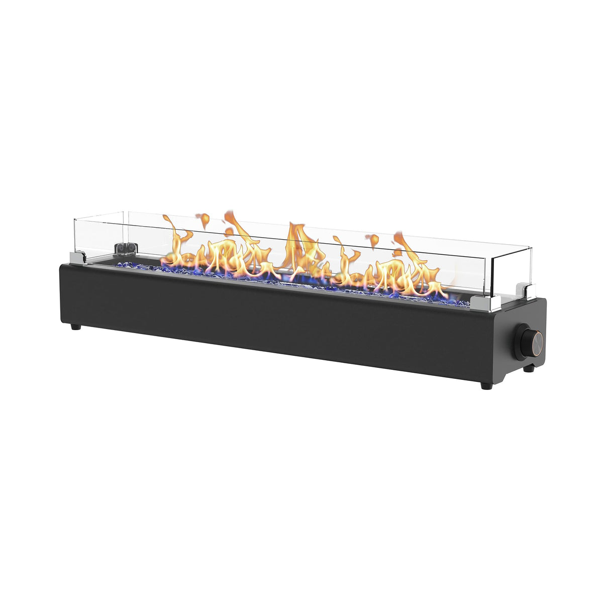 BAIDE HOME 36-inch tabletop fire pit on a patio table, creating cozy ambiance.
