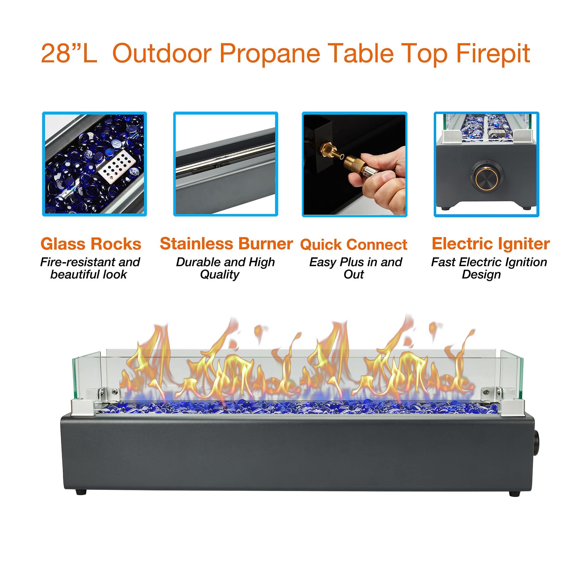 BAIDE HOME 40,000 BTU tabletop fire pit warming surrounding seating areas
