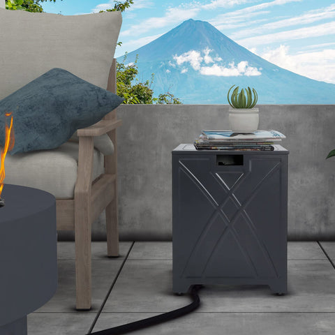 Baide Home patio hideaway table 20lb tank keeps outdoor space tidy and functional