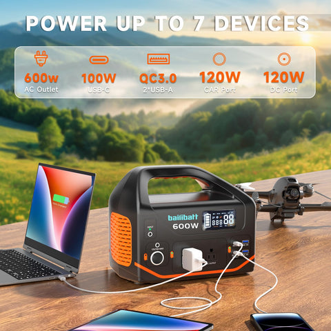 Bailibatt USB-C PD 100W port charges a laptop quickly on the go