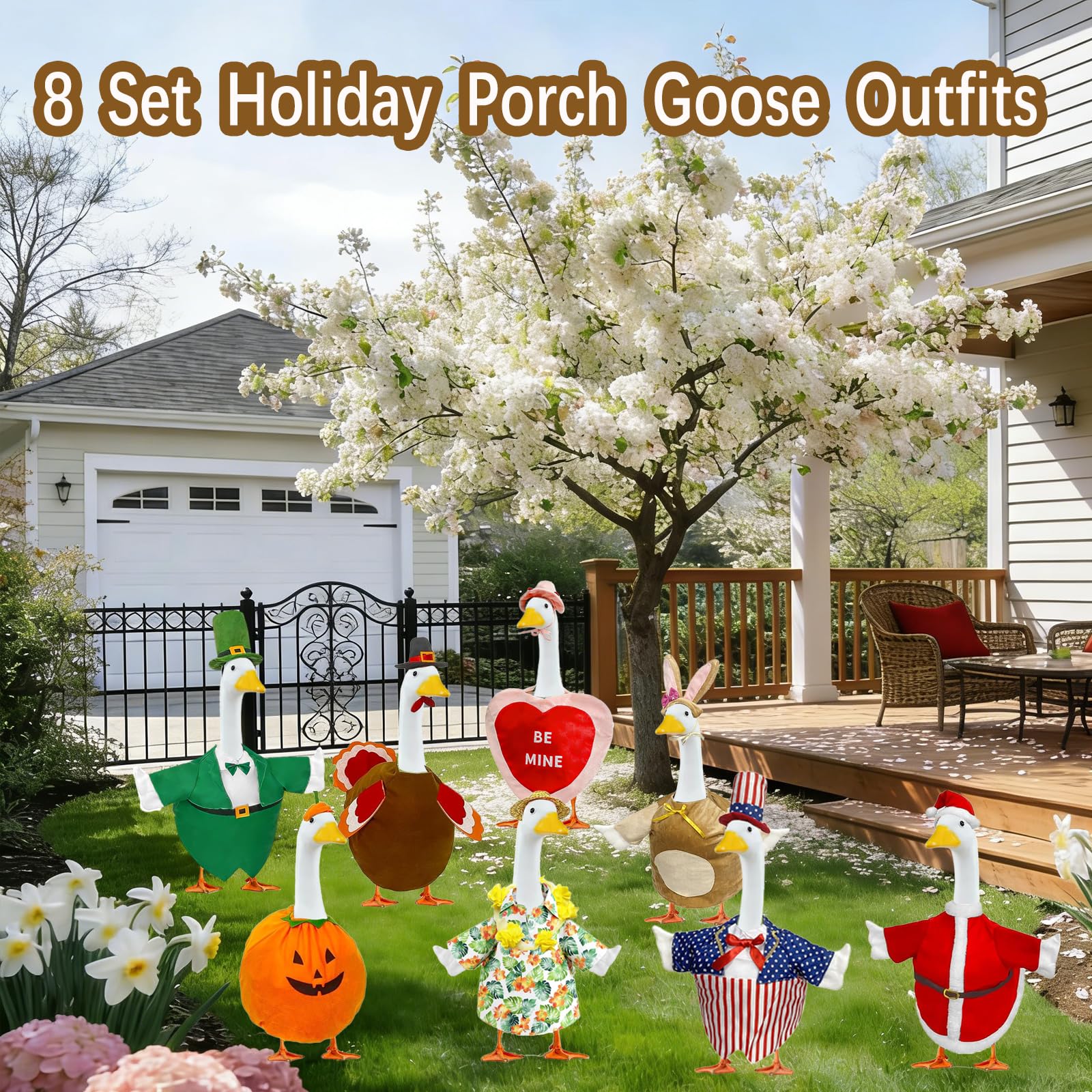 Bailiyake Christmas goose outfit adds festive winter warmth outside.