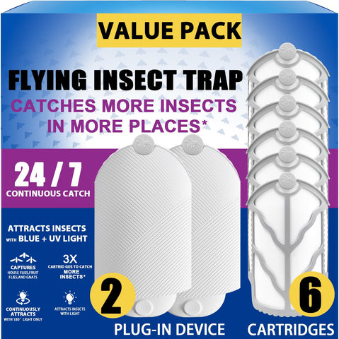 BAIMNOCM Flying Insect Trap with dual UV lights and glue cartridge for silent capture.