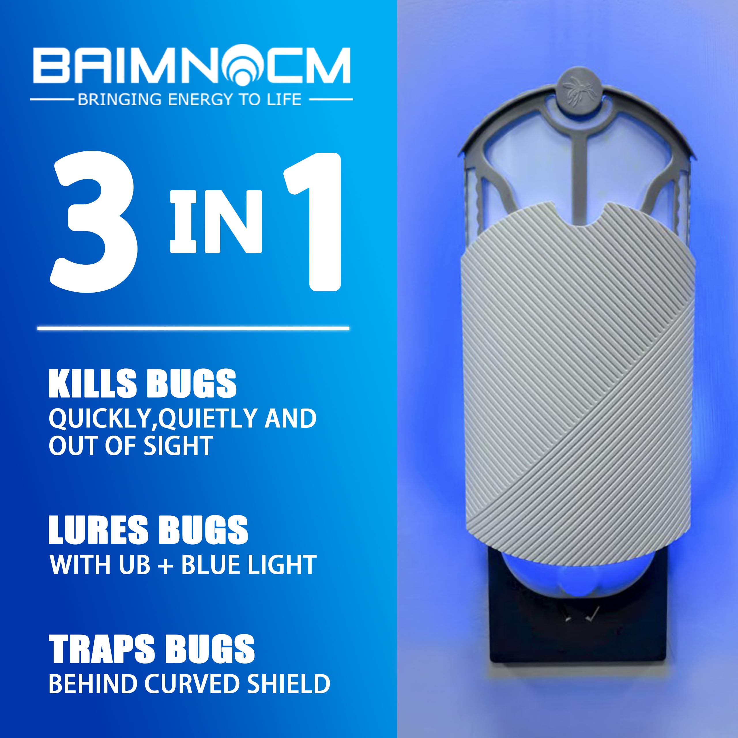 BAIMNOCM Quiet operation keeps bedrooms peaceful while trapping pests.
