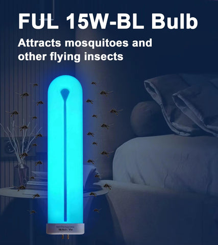 BAIMNOCM FUL15-BL 365nm blue light illustration, attracts flying insects for trapping.