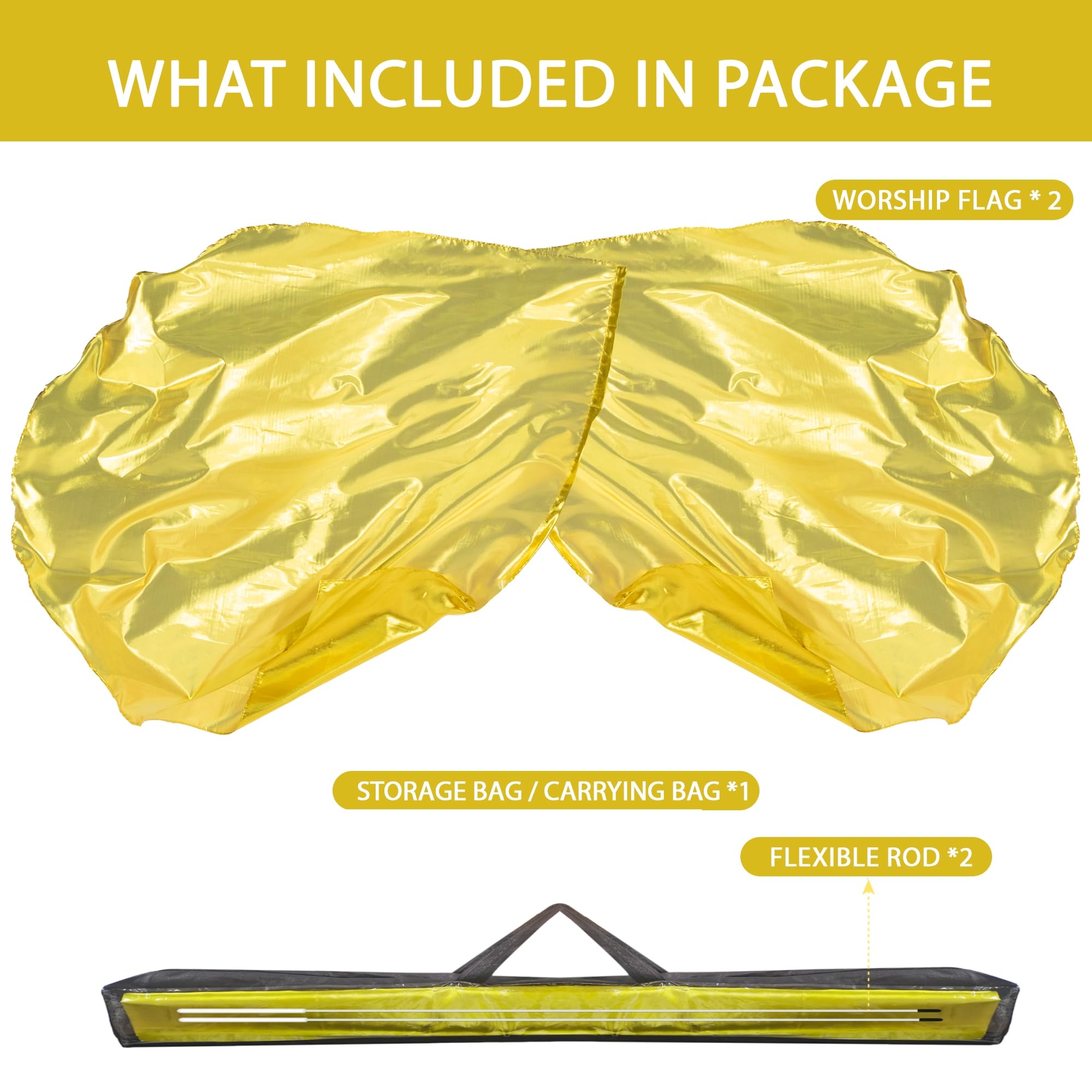 Baisdan gold worship flags flow with fabric for radiant movements