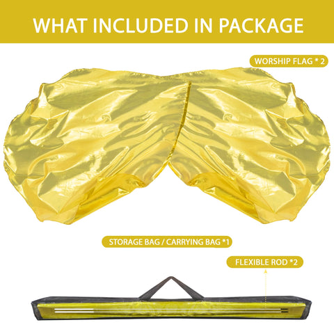 Baisdan gold worship flags flow with fabric for radiant movements