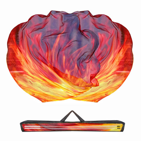 Baisdan worship flags in orange, red, and black stored in the bag for easy transport