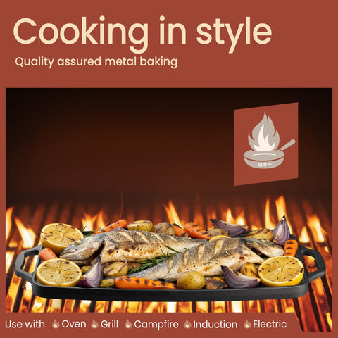 BAKKENMASTER 19-Inch Griddle cast-iron surface with even heat distribution