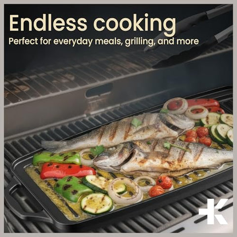 BAKKENMASTER 19-Inch Griddle heat-ready handle with mitt compatibility