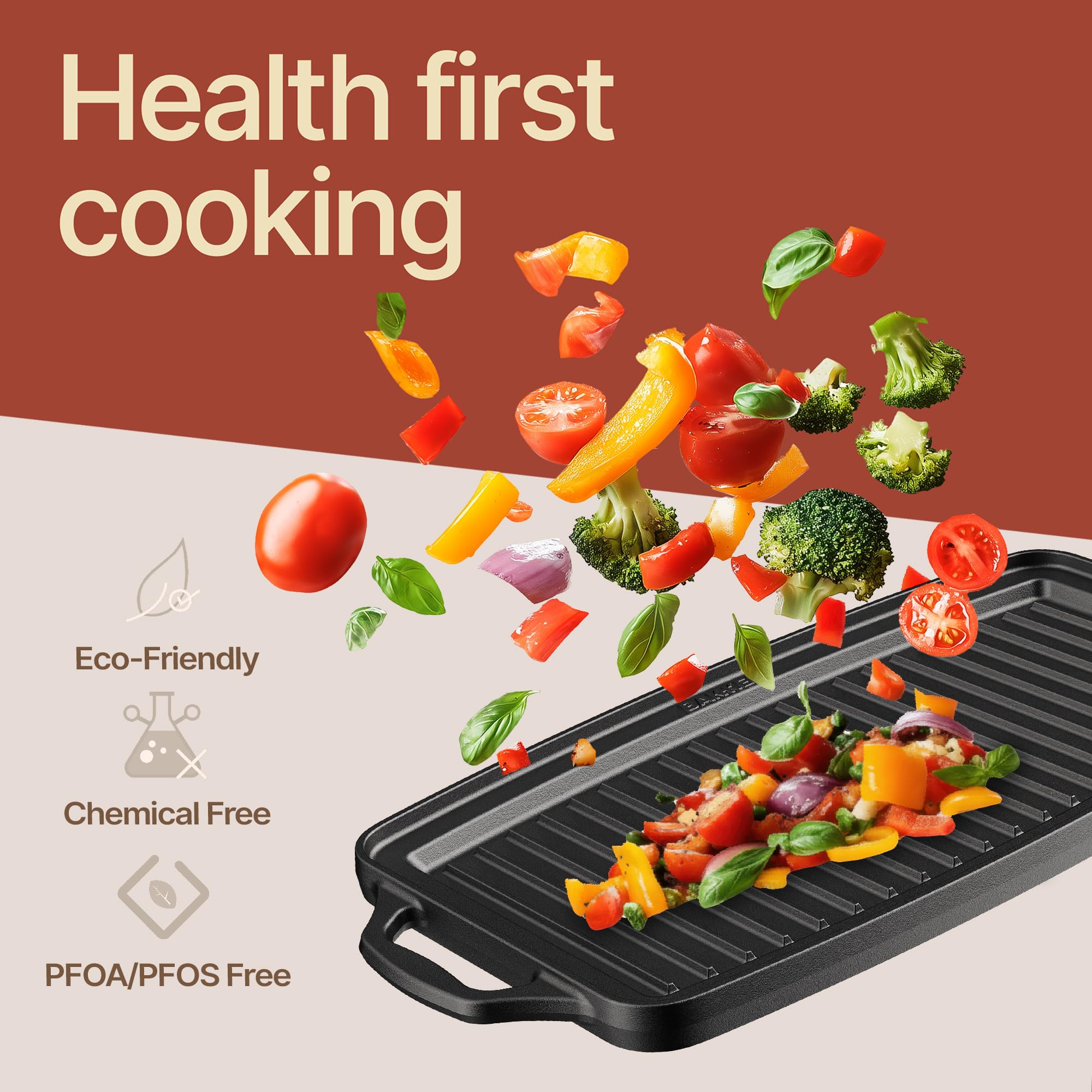 BAKKENMASTER 19-Inch Griddle pre-seasoned surface ready for use
