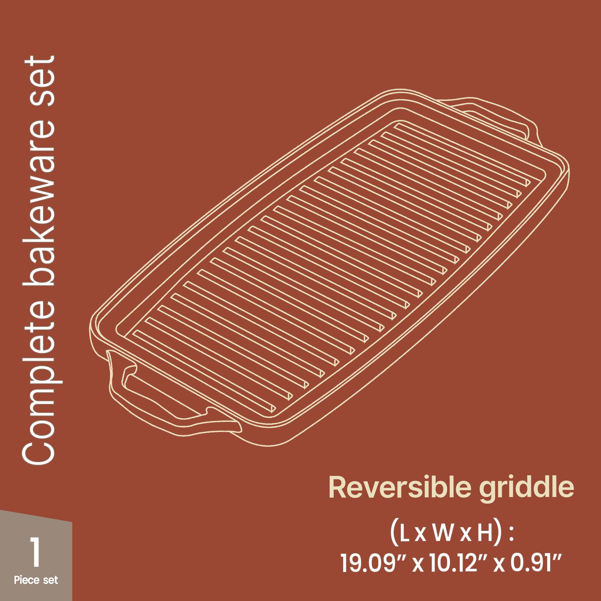 BAKKENMASTER 19-Inch Griddle ridged-side view for searing steaks