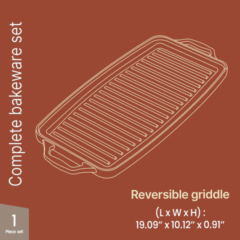 BAKKENMASTER 19-Inch Griddle ridged-side view for searing steaks
