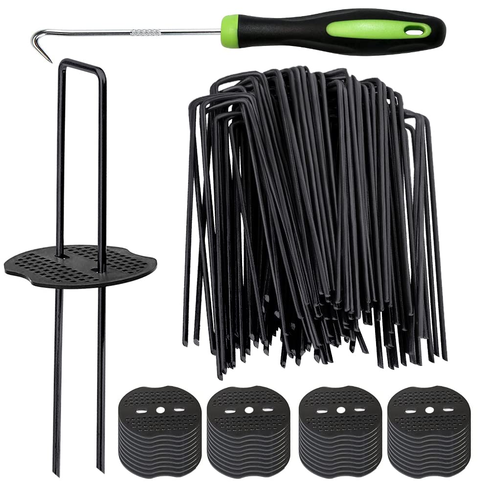 Bakulyor 50pcs staples pack for strong weed barrier anchoring.