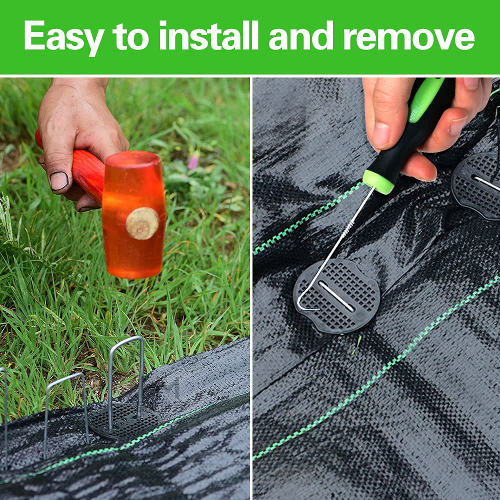 Bakulyor fixing gasket in use demonstrates firmer anchoring for weed barrier and fabric.