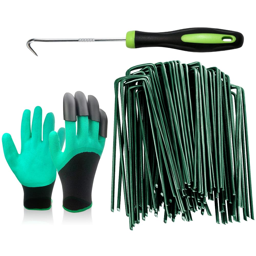 Bakulyor green landscape staples 6 inch secure sod and weed barrier